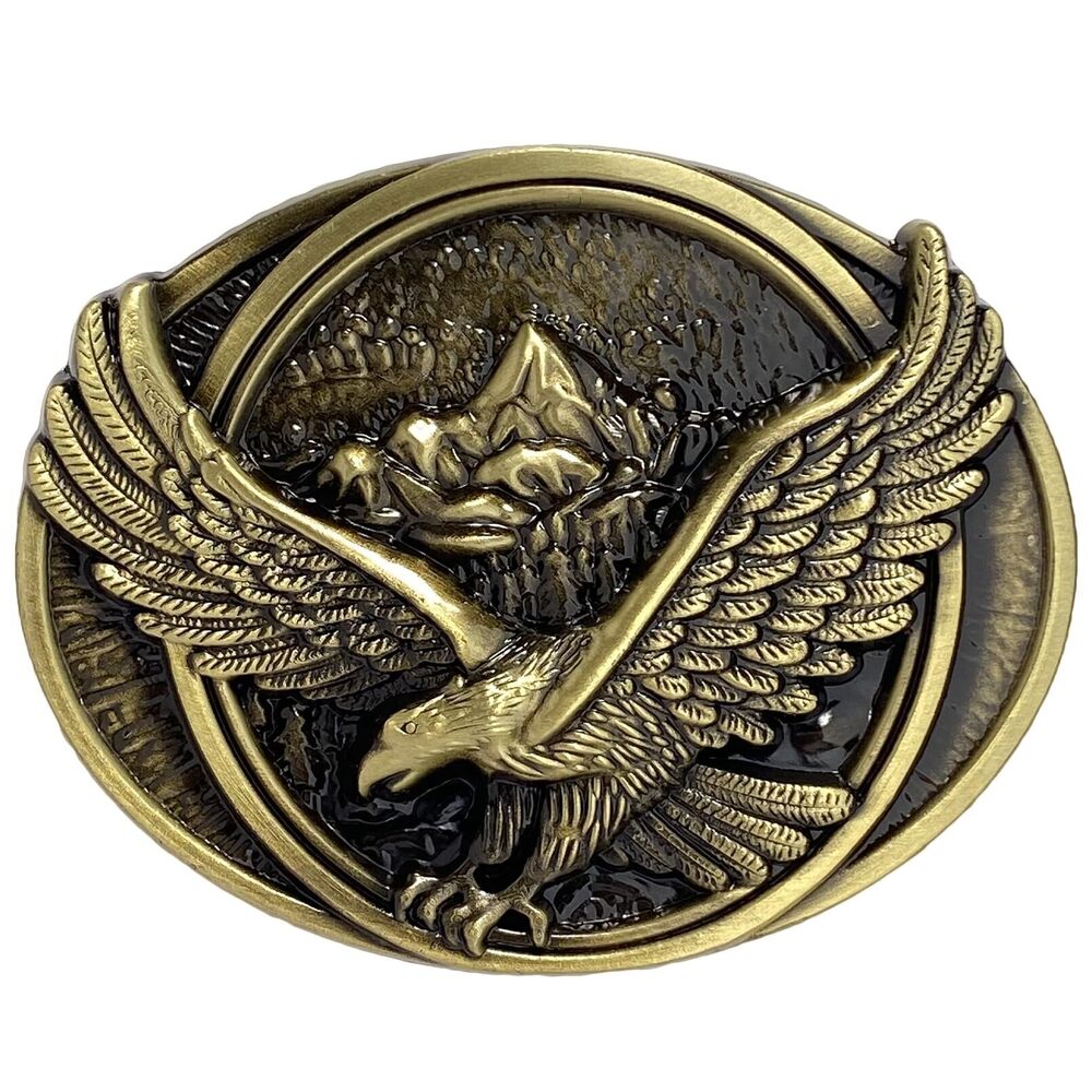 5209 Cowboy Belt Buckles , Western Soaring Eagle Belt Buckle, Vintage Oval